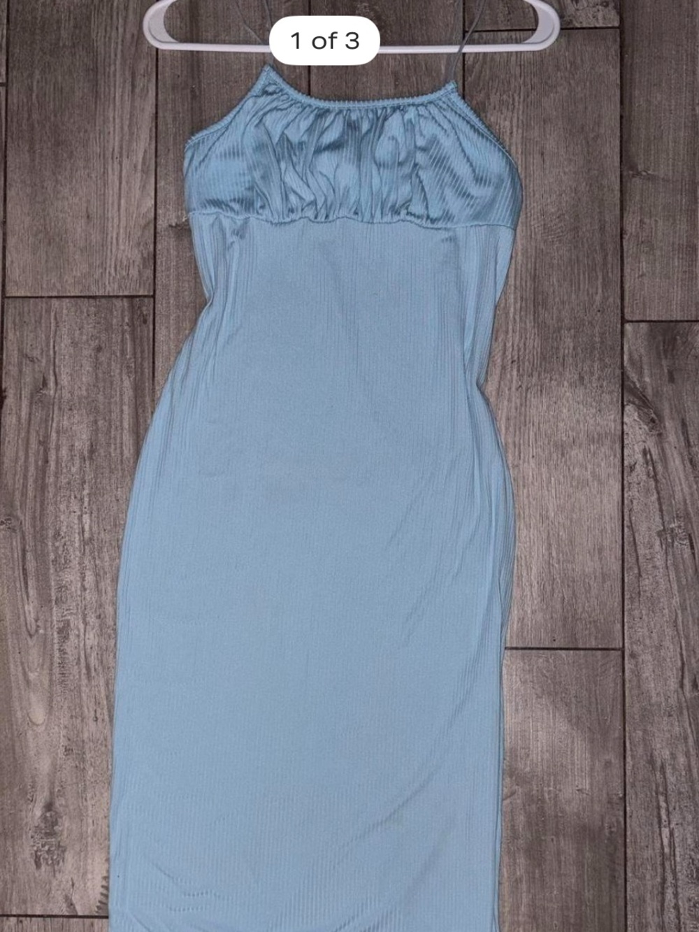 Light Blue Strapless Midi Bodycon Dress